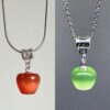 Wholesale Electroplated red green apple acrylic necklace
