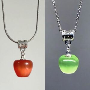 Wholesale Electroplated red green apple acrylic necklace