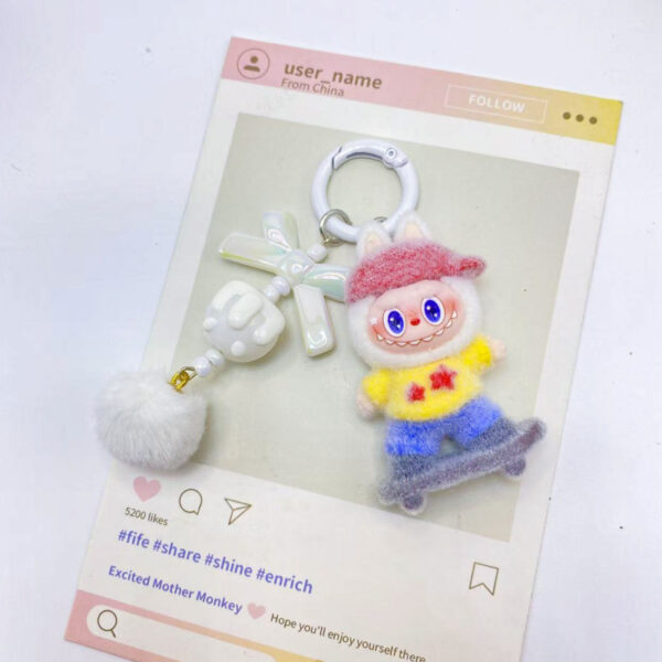 O1CN01ecb9Q41qBMQPyRUAD_2219486535457-0-cib Wholesale Flocked Skateboard Cute Doll Keychain OLY Exclusive