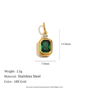 Small square brick zircon pendant-gold