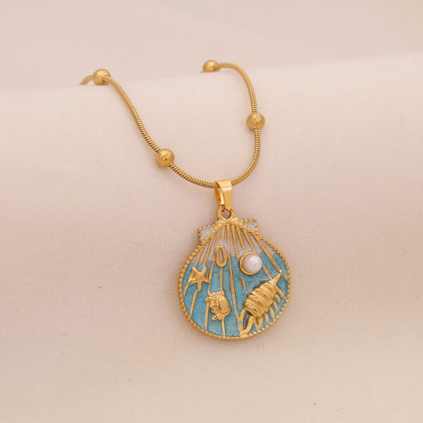 Wholesale man-made pearl necklace heart necklace Stainless Steel Necklace