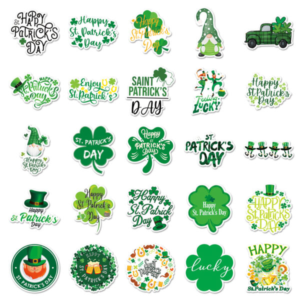 O1CN01ee7aNR1rmHrdpzWnI_2217918695673-0-cib Wholesale 50pcs St. Patrick's Day green rainbow word hats Waterproof Vinyl Stickers