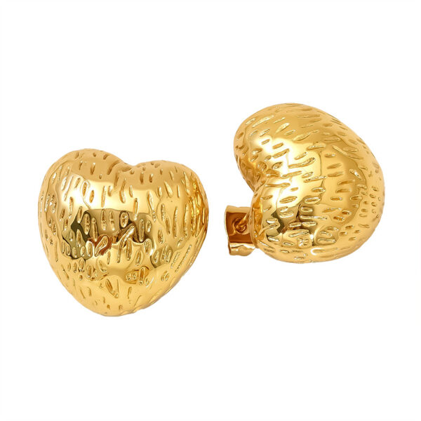 Wholesale Gold Titanium Steel Round Heart Polka Dot Geometric Stud Earrings