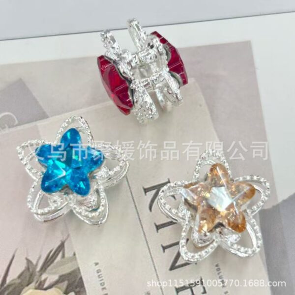 Wholesale Alloy double-sided hollowed-out crystal star beads/spacer 3D Crystal Beads