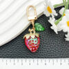 Wholesale Cute Strawberry Fruit with Leaves U-shaped Door Buckle keychain