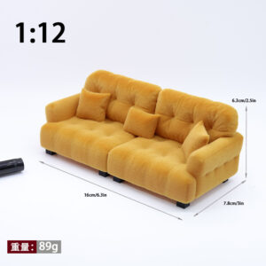 【1:12】brown and yellow sofa