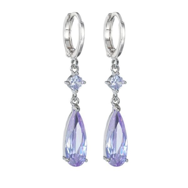 Wholesale Purple crystal teardrop earrings