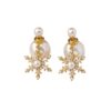 Wholesale Christmas Snowflake Pearl Silver Needle Earrings