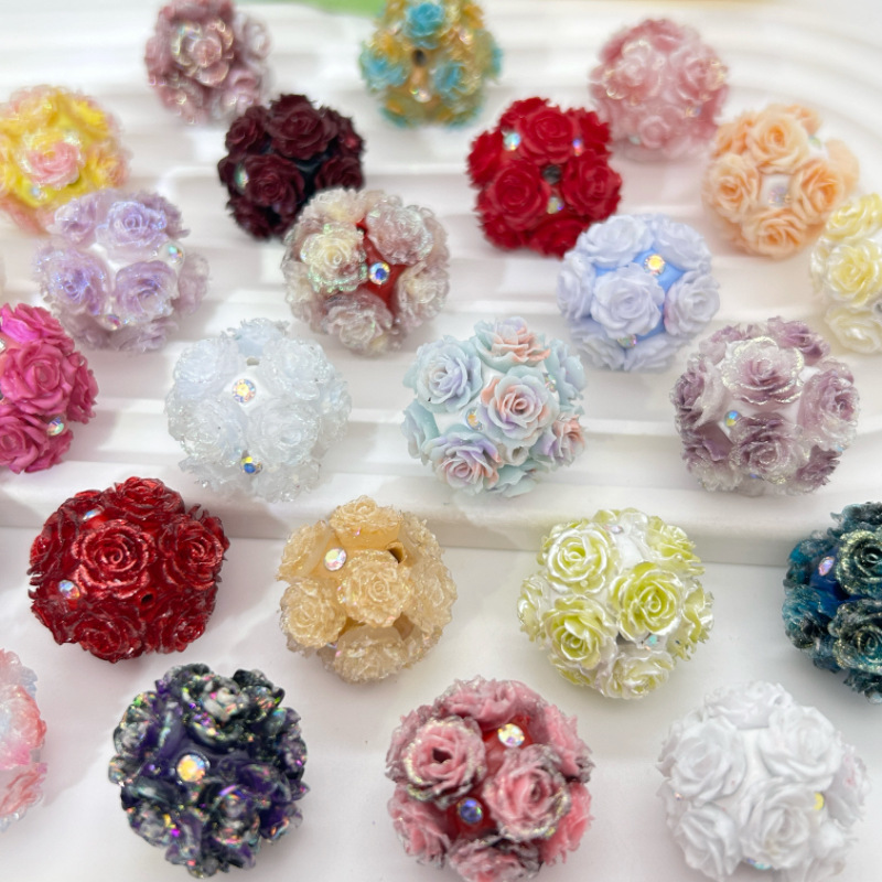 Wholesale ceramic clay luminous rose ball beads