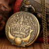 Wholesale Golden quartz castle commemorative movement pocket watch