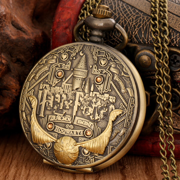 Wholesale Golden quartz castle commemorative movement pocket watch