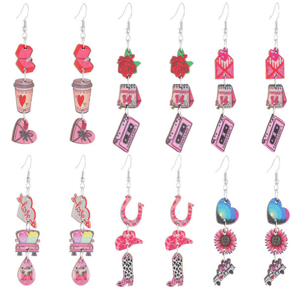 O1CN01ejsGZr1ZtvJrJG9CH_3833523253-0-cib Wholesale Valentine's Day pink heart-shaped rose fringed earrings
