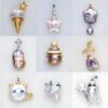 Wholesale Ice cream ghost pentagram cat pearl pendant necklace