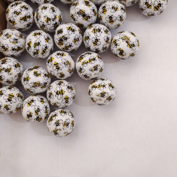 Wholesale 5pcs 20MM Acrylic Two-color Bee Print Beads