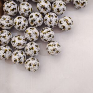 Wholesale 5pcs 20MM Acrylic Two-color Bee Print Beads