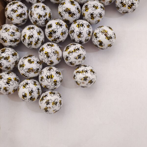 Wholesale 5pcs 20MM Acrylic Two-color Bee Print Beads