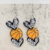 Wholesale Football Love Leopard Pattern Baseball Football Basketball Printed Acrylic Earrings