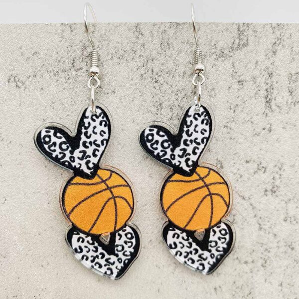 Wholesale Football Love Leopard Pattern Baseball Football Basketball Printed Acrylic Earrings