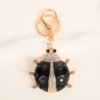 Wholesale Colorful Dripping Oil Seven Star Ladybug with Diamond Set Metal Keychain
