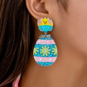Wholesale Easter egg cute rabbit long acrylic earrings