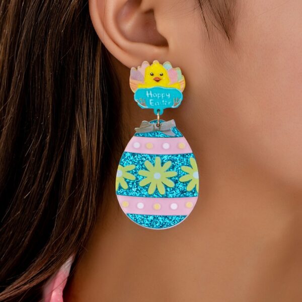 Wholesale Easter egg cute rabbit long acrylic earrings