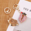 Wholesale Diamond-studded mouth red lips car keychain