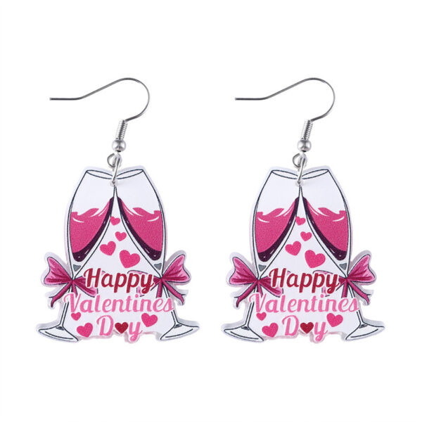 Wholesale Valentine's Day Pink Champagne Glass Acrylic Earrings
