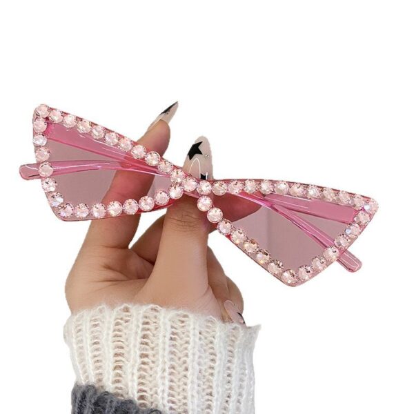 Wholesale Full Diamond Bow Colored Small Frame Birthday Letter Sunglasses