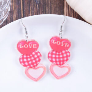 A pair of three-layer love earrings
