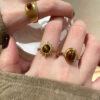Wholesale Melard Wind Tiger Eye Stone Sunflower Ring
