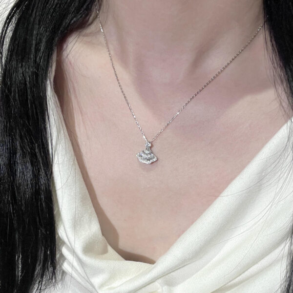 Wholesale Silver skirt with hollowed out umbrella skirt necklace