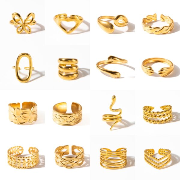 Wholesale Titanium Steel Gold Men's and Women's Luxury Adjustable Ring