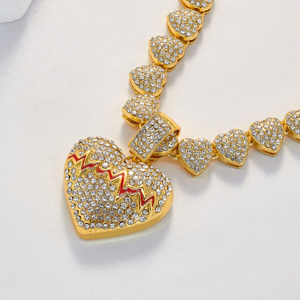 Wholesale Valentine's Day Love ECG Full Diamond Necklace