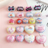 Wholesale 10pcs Printed Colorful Cat Head Lace Love Acrylic Beads
