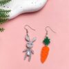 Wholesale Easter Asymmetric Rabbit Carrot Acrylic Earrings