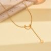 Wholesale Stainless steel moon and star pendant gold necklace and earrings
