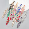 Wholesale Geometric tree leaf colored diamond earrings with inlaid rhinestones