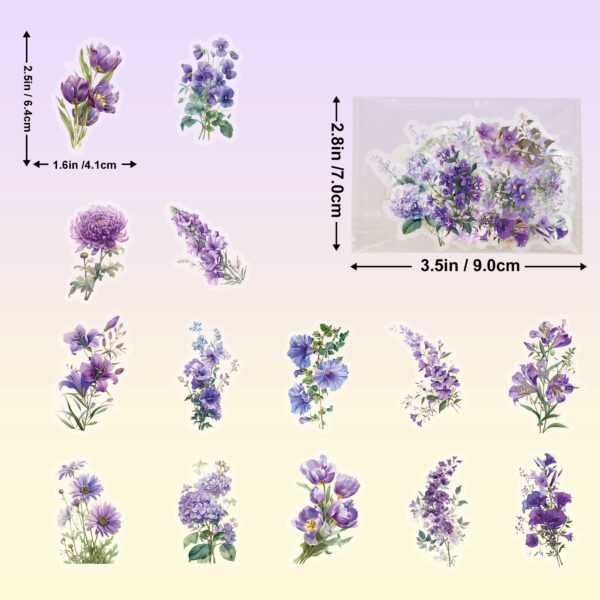 Wholesale 50 Purple Lily and Lavender Floral Planner Stickers