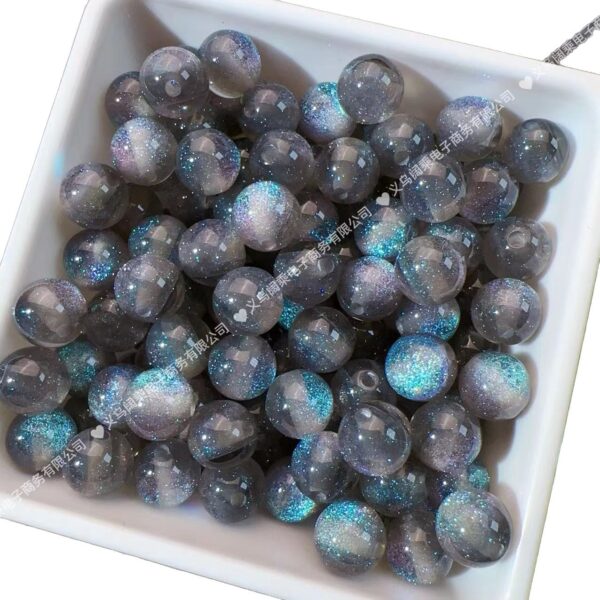 Wholesale 8/10/12mm Starry Sky Fine Glitter Cat's Eye Resin Beads Mermaid Princess Straight Hole Loose Beads DIY Beading Phone Necklace Round Beads