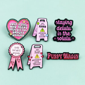 Wholesale Pink Series English Quotes Love Billboard Geometric Brooch