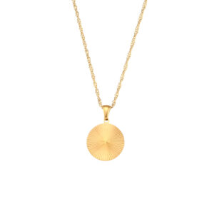 Striped geometric pendant necklace-Round