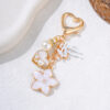 Wholesale Enamel Flower Keychain Butterfly Love Inlaid Pearl Pendant Bag Pendant