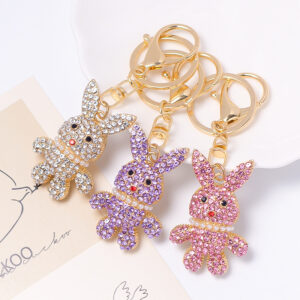Wholesale rhinestone rabbit keychain, cute cartoon design