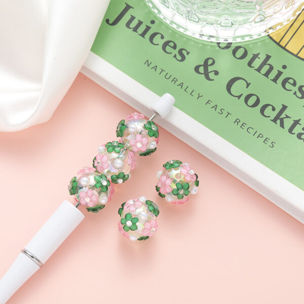 Wholesale 10pcs flower ball loose beads acrylic beads diy handmade beaded material