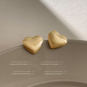 Gold brushed heart-Silver Needle