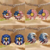 Wholesale Red White Blue Flag Daisy Bald Eagle Pendant Acrylic Earrings