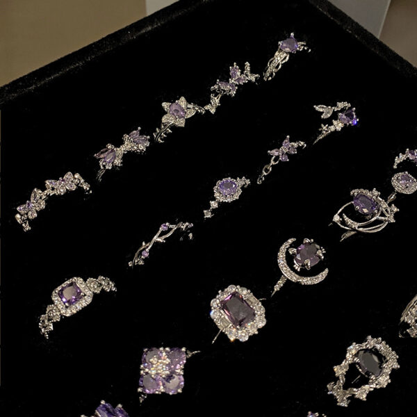 O1CN01f598411kPCfM2Tr7T_2215803244675-0-cib Wholesale Sweet Cool Geometric Purple Diamond Open Ring