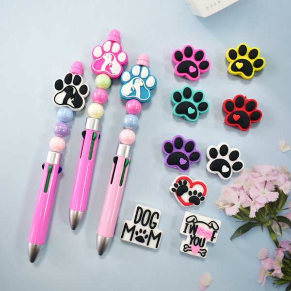 Wholesale Random 100pcs cute colorful dog paw focal beads