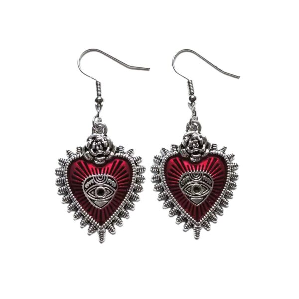 Wholesale jewelry dark gothic punk wind Wild Rose heart-shaped Blood Eye dripping bat earrings