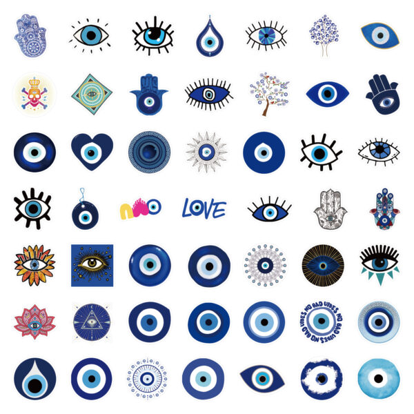 Wholesale 50 Horror Weird Evil Blue Eyes Waterproof Vinyl Stickers